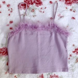 Sugar thrillz lavender crop top with faux fur size L